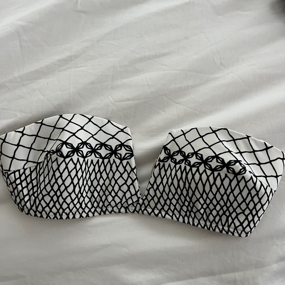 Zimmermann Black and White Bandeau with Geometric Mesh Design